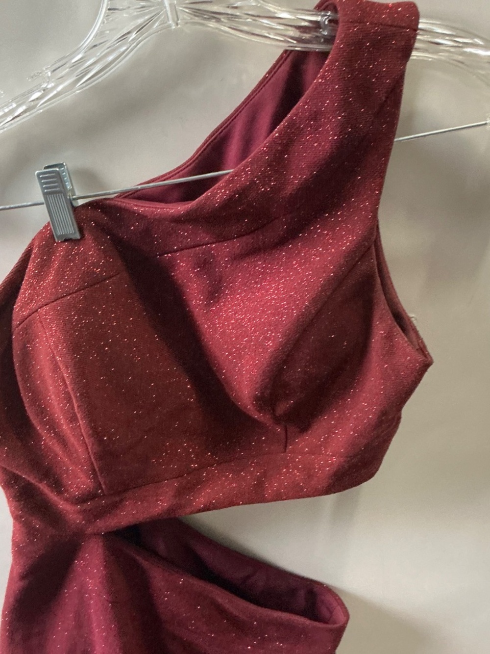 Camille La Vie wedding evening burgundy mermaid style glitter dress size 6 - Picture 5 of 9